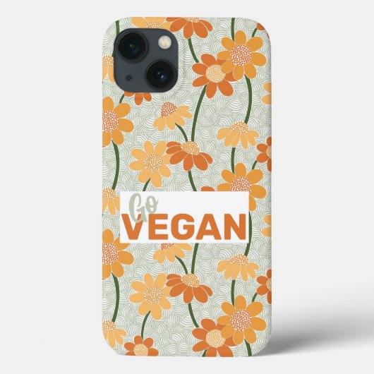 行けビーガン!1970かわいらし年代のレトロな消音の花 Case-Mate iPhoneケース (裏面)