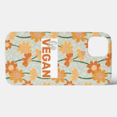 行けビーガン!1970かわいらし年代のレトロな消音の花 Case-Mate iPhoneケース (裏面 (横))