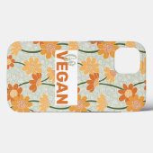 行けビーガン!1970かわいらし年代のレトロな消音の花 Case-Mate iPhoneケース (裏面 (横))
