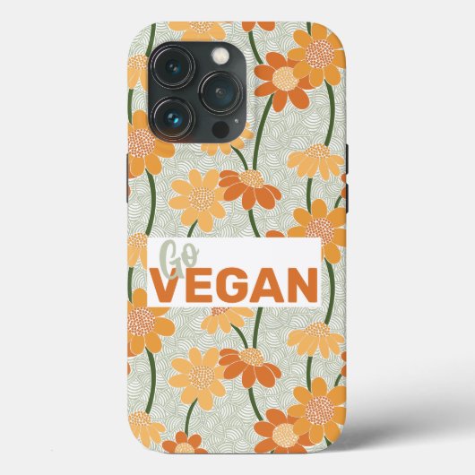 行けビーガン!1970かわいらし年代のレトロな消音の花 Case-Mate iPhoneケース (裏面)