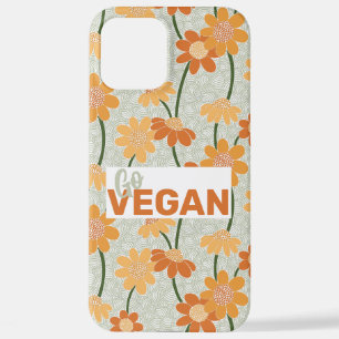 行けビーガン!1970かわいらし年代のレトロな消音の花 iPhone 12 PRO MAXケース
