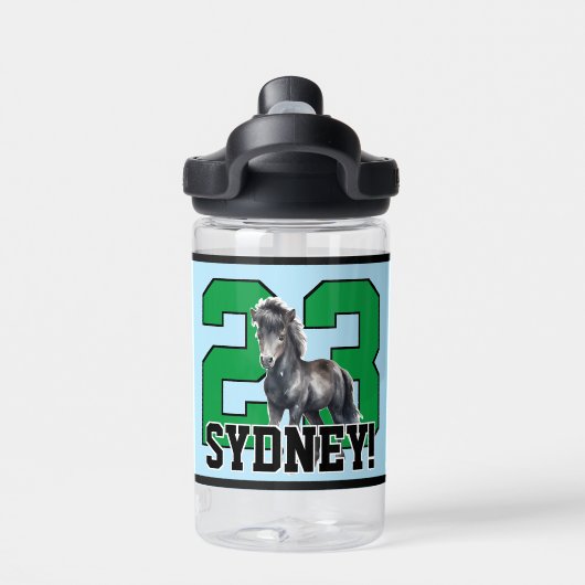 行けムスタングス！キッズスパーソナライズされたポーツチーム ウォーターボトル (背面)