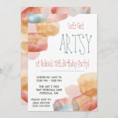 行こうアート!ウォーター絵を描カラー、アート誕生日 招待状 (正面/裏面)