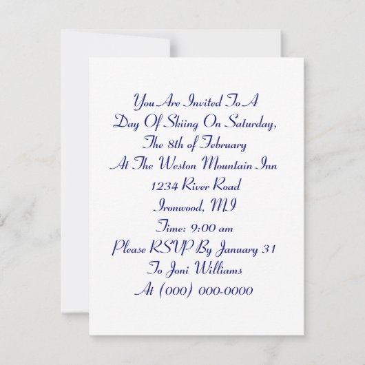 "行こうスキーの"アール・デコのスタイルのスキー招待状 招待状 (裏面)