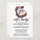 行こうパーティー!エレガントリングや輪婚約パーティ 招待状 (正面/裏面)