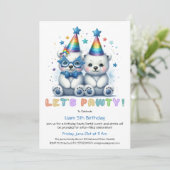 行こうパーティー!キュートポーラーベア誕生日招待 招待状 (スタンド正面)