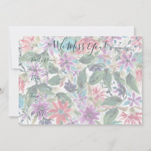 行こうパーティー! |美しいルーズウォーターの色のフローラ 招待状 (裏面)