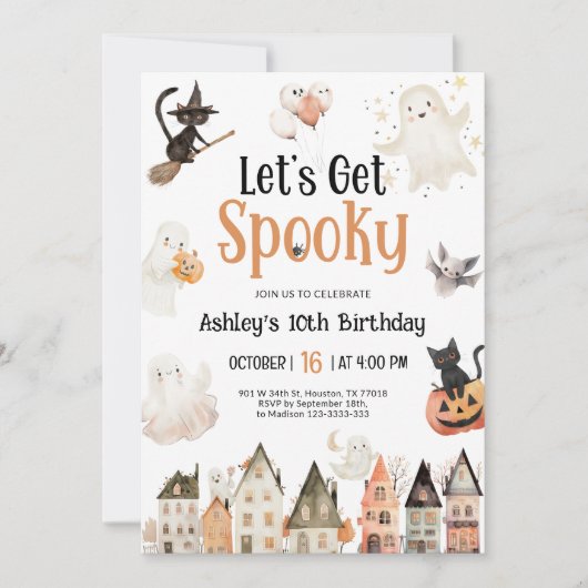 行こう不気味 | ハロウィーン誕生日 招待状 (正面)