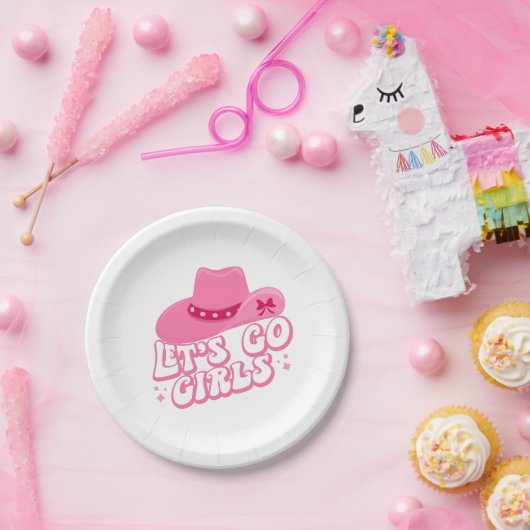行こう女の子、女の子の旅、レトログラフィック ペーパープレート (パーティー)