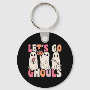 行こうGhoulsグルービー幽霊とヴィンテージ花 キーホルダー