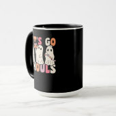 行こうGhoulsグルービー幽霊とヴィンテージ花 マグカップ (正面左)