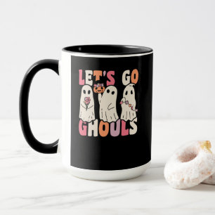 行こうGhoulsグルービー幽霊とヴィンテージ花 マグカップ