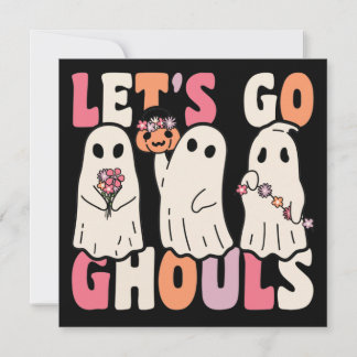 行こうGhoulsグルービー幽霊とヴィンテージ花 招待状