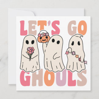 行こうGhoulsグルービー幽霊とヴィンテージ花 招待状