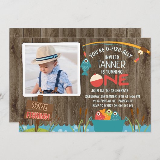 行った採取のOfishally 1匹の第1誕生日の招待状 招待状 (正面/裏面)