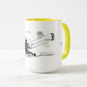 行った結び目Kitesurfing -大きいコーヒー・マグの黄色 マグカップ (正面右)