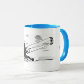 行った結び目Kitesurfing -青いアクセントのマグ マグカップ (正面右)