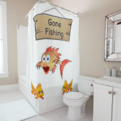 行った魚釣りの子供のショーカーテン シャワーカーテン (インサイチュ)