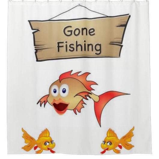 行った魚釣りの子供のショーカーテン シャワーカーテン (正面)