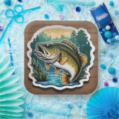 行った魚釣り大きな口ベースの魚の木 ペーパープレート (パーティー)