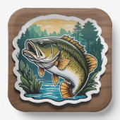 行った魚釣り大きな口ベースの魚の木 ペーパープレート (正面)