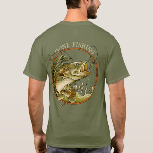 行った魚釣り巨大なベースルアースポーツギフトを取る Tシャツ (裏面)