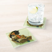 行った魚釣り ガラスコースター (アングル)