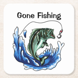 行った魚釣り スクエアペーパーコースター