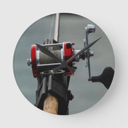 行った魚釣り ラウンド壁時計 (正面)