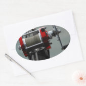 行った魚釣り 楕円形シール (封筒)