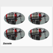 行った魚釣り 楕円形シール (シート)