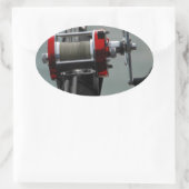 行った魚釣り 楕円形シール (バッグ)