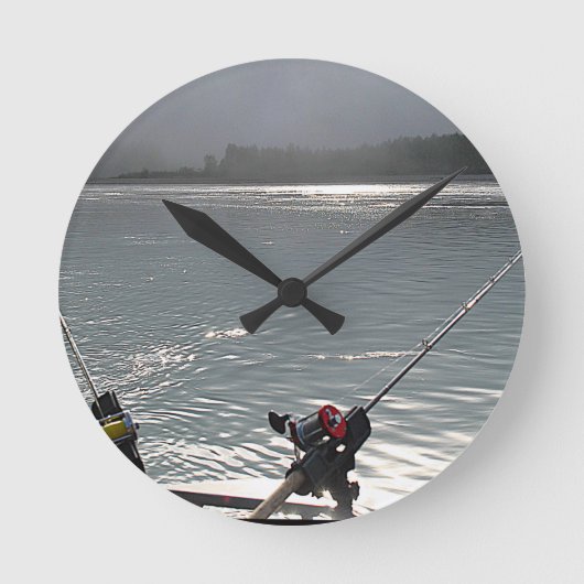 行った魚釣りNo Work ラウンド壁時計 (正面)