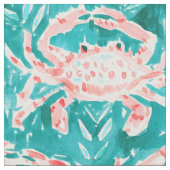 行ったCRABBINの航海のでお洒落なカニの水彩画 ファブリック (クローズアップ)