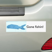 行ったfishinの青い魚のロゴ バンパーステッカー (車上)