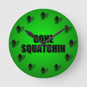 行ったSquatchin ラウンド壁時計