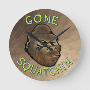 行ったSquatchin ラウンド壁時計