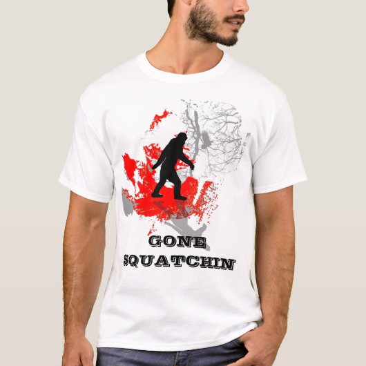 行ったSquatchin、黒いビッグフット Tシャツ (正面)
