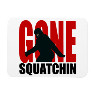 行ったSquatchin -黒および赤 マグネット