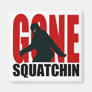 行ったSquatchin -黒および赤 マグネット