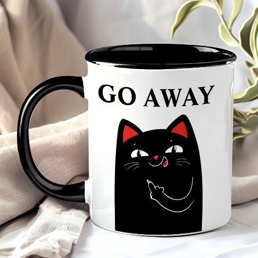 行って 中指 黒猫 おもしろい マグカップ