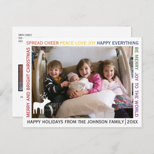 行のカラフルクリスマスの願い休日の写真 ポストカード (正面/裏面)