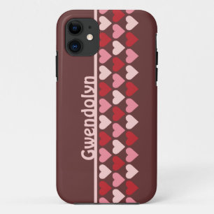 行のハートは赤いピンク色の名前をパタパーソナライズされたーン iPhone 11 ケース