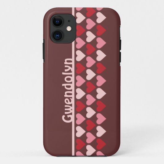 行のハートは赤いピンク色の名前をパタパーソナライズされたーン Case-Mate iPhoneケース (裏面)