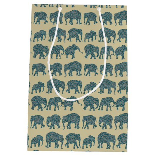 行のペイズリーゾウのベージュミディアム抱き枕 ミディアムペーパーバッグ (裏面)