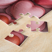 行の背景に多くのバレンタインハート ジグソーパズル (側面)