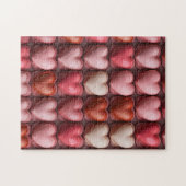 行の背景に多くのバレンタインハート ジグソーパズル (横)