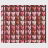 行の背景に多くのバレンタインハート ラッピングペーパー (フラット)