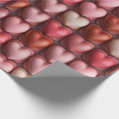 行の背景に多くのバレンタインハート ラッピングペーパー (角)