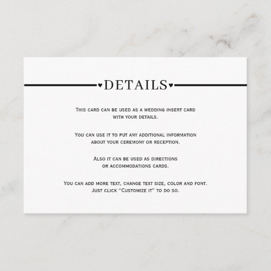 行エレガントとQRコードの白黒詳細 エンクロージャーカード (正面)